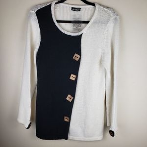 Marble cotton colorblock sweater